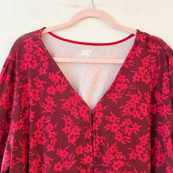 Lands' End Women's 3/4 Sleeve Lightweight Jersey Button Front Top Size 2X NWT - Picture 2 of 11